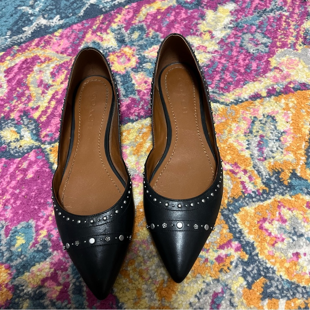 Black Studded Women's Flats